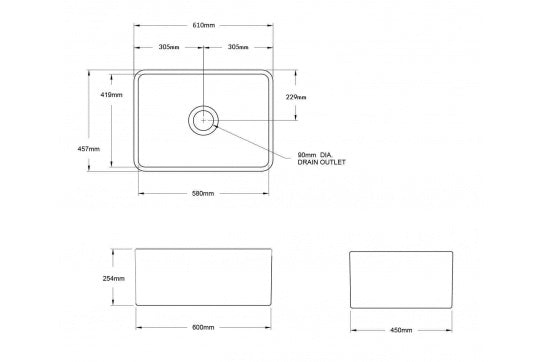 Turner Hastings Novi 60x46 Fireclay Butler Sink, Concrete Look