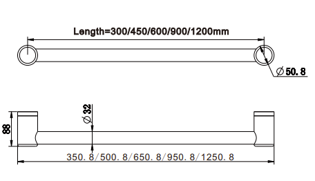 Nero Mecca Care 32mm Grab Rail 600mm, Brushed Nickel