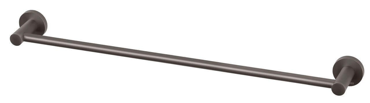 Phoenix Radii Single Towel Rail 800mm Round Plate, Gunmetal