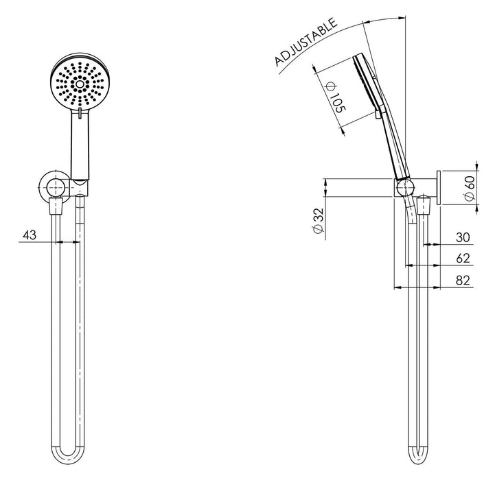 Phoenix Vivid Slimline Hand Shower, Brushed Gold