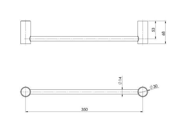 Phoenix Vivid Slimline Hand Towel Rail 350mm, Brushed Gold