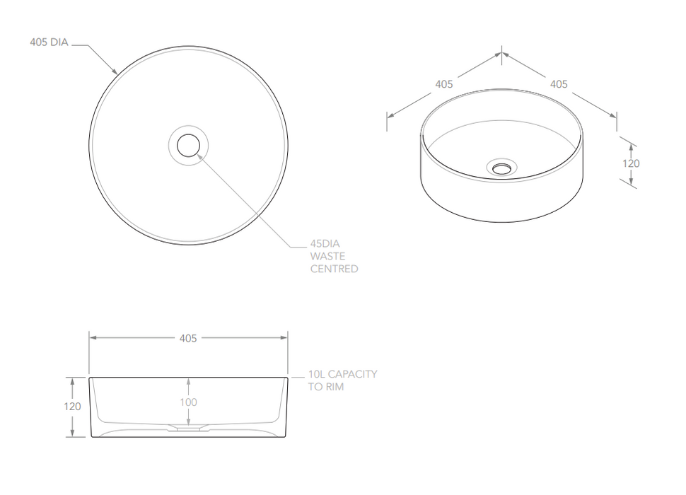 Adp Robbie Above Counter Basin, Matte White