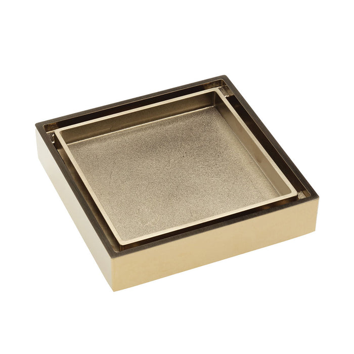 Fienza Floor Waste 100mm 2 in 1 Square Tile 88mm Outlet, Urban Brass