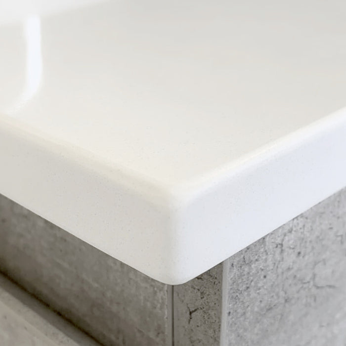 Fienza Reba Matte White Crystal Amato 750 Satin White Vanity, Scandi Oak Panels, on Kickboard