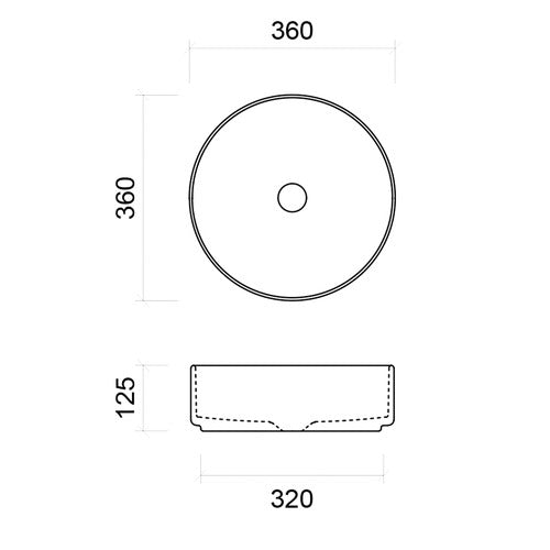 Timberline Allure Arrow Above Counter Basin 360mm, Gloss White