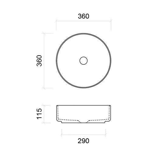 Timberline Allure Dimple Above Counter  Basin 360mm, Gloss White